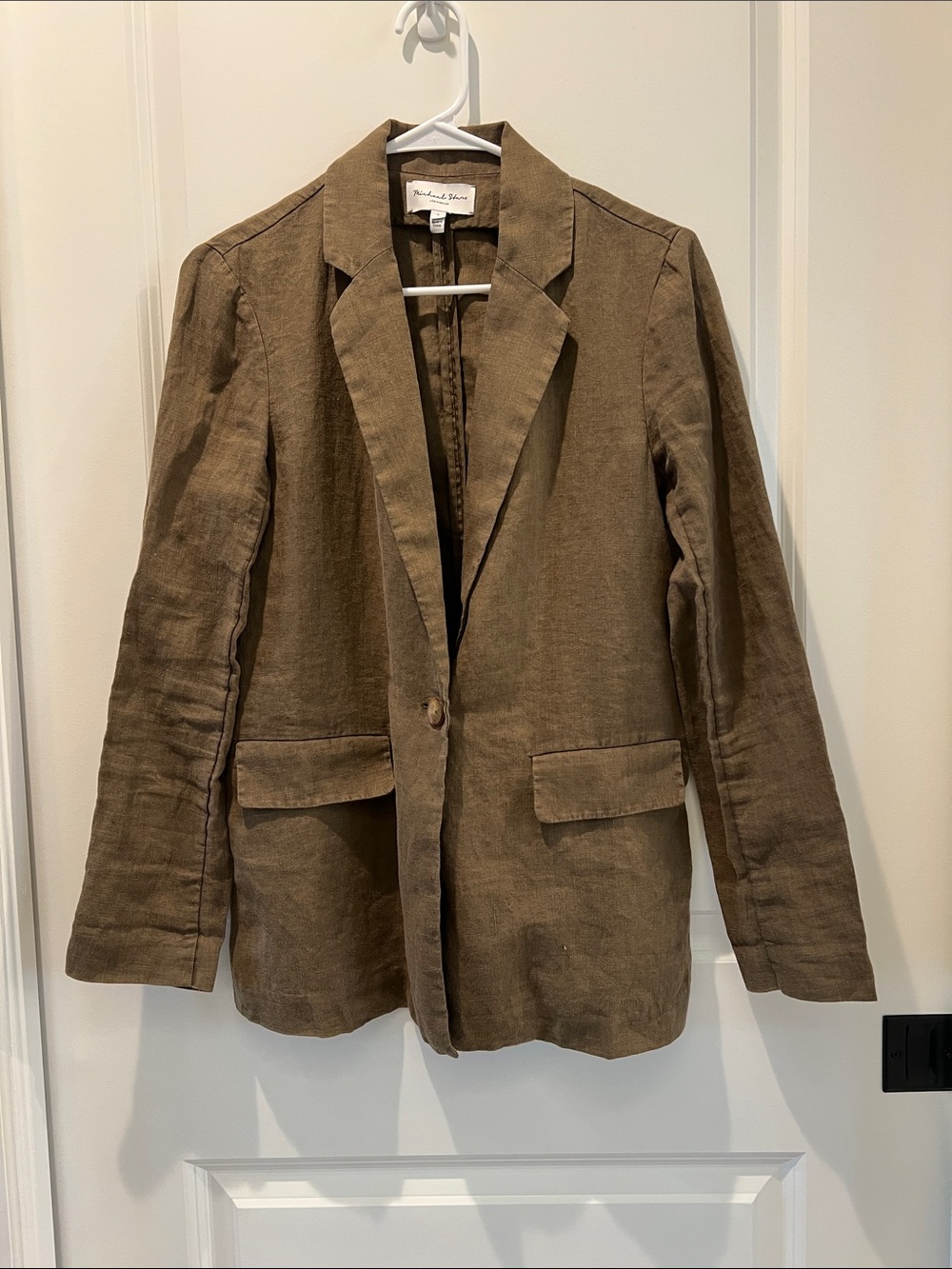 Michael Stars Olive 100% Linen Single-Button Blazer. Size Small.